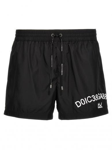 black logo print swim shorts