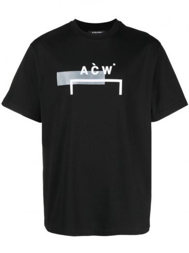 black logo print t-shirt