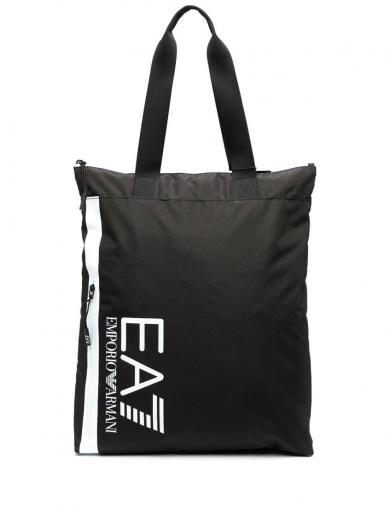 black logo print tote bag