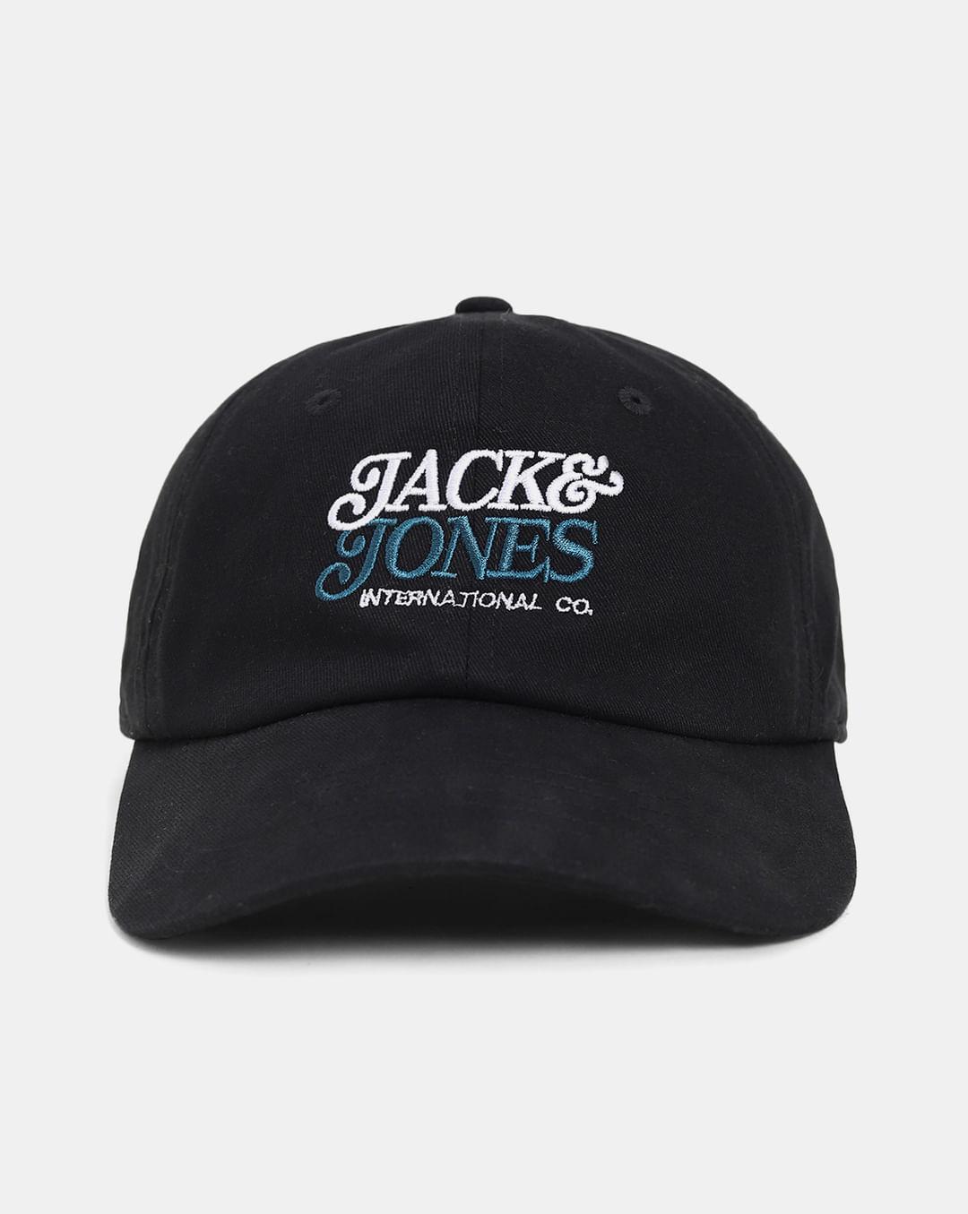 black logo printed cap