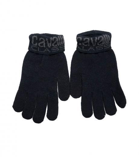 black logo printed gloves