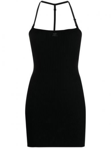 black logo ribbed mini dress