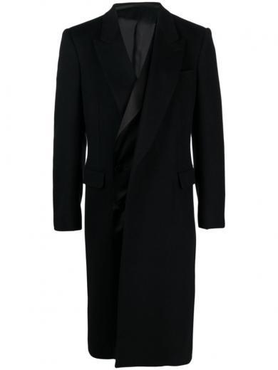 black logo single breasted coat