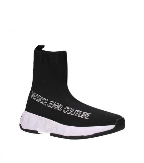 black logo slip on sneakers