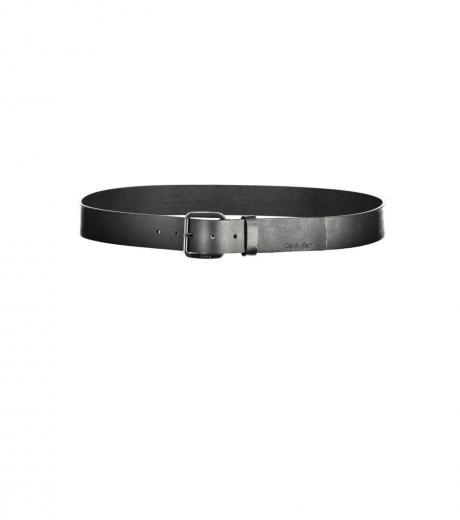 black logo solid belt