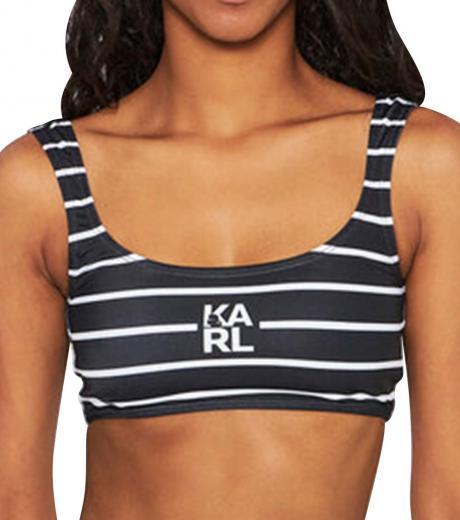 black logo stripe bikini top