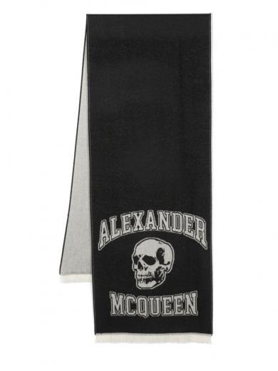 black logo wool scarf