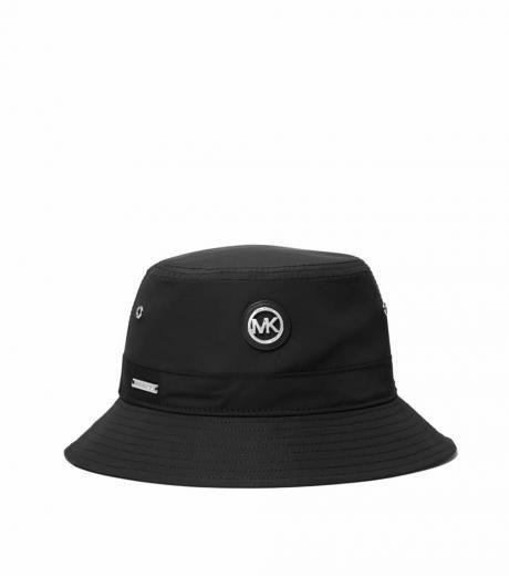 black logo woven bucket hat