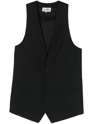 black long pointed vest with lacing