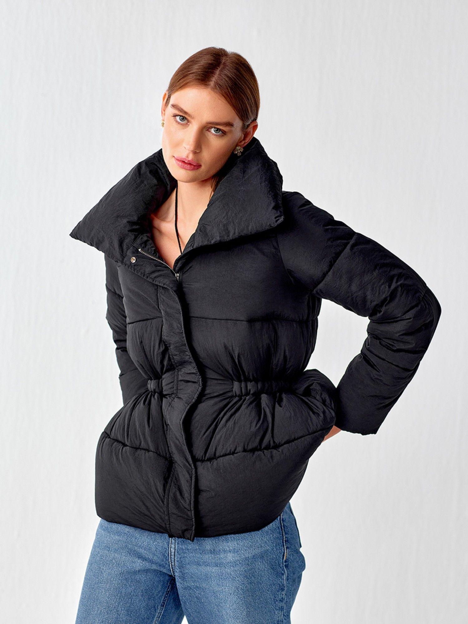 black long puffer jacket