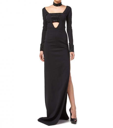 black long slit dress