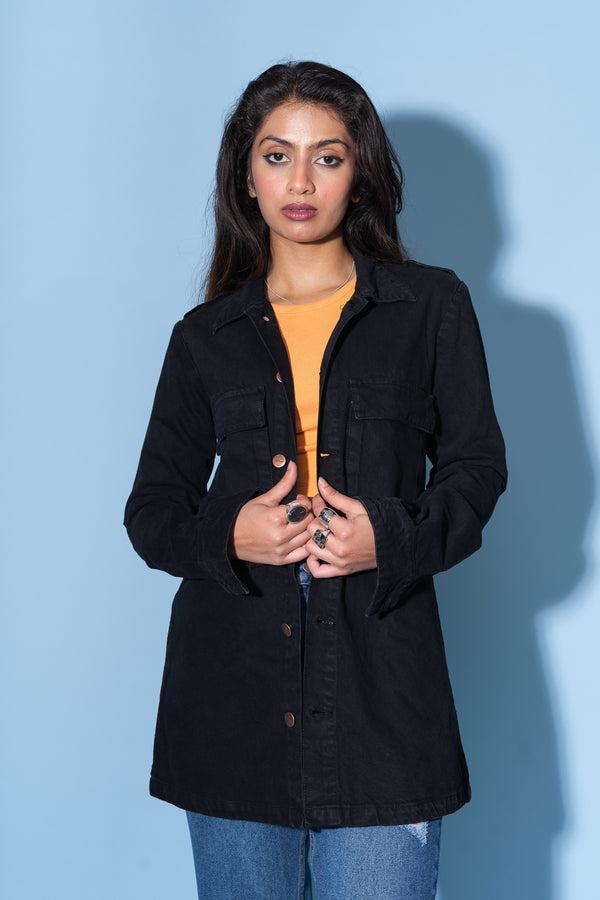 black long utility jacket