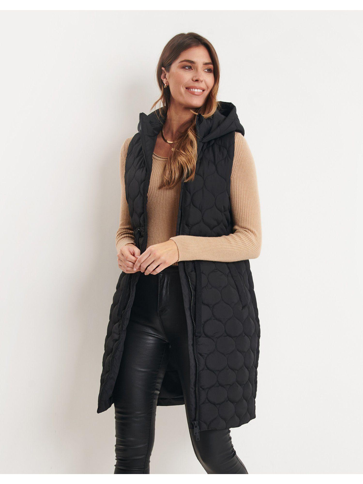 black longline quilted gilet