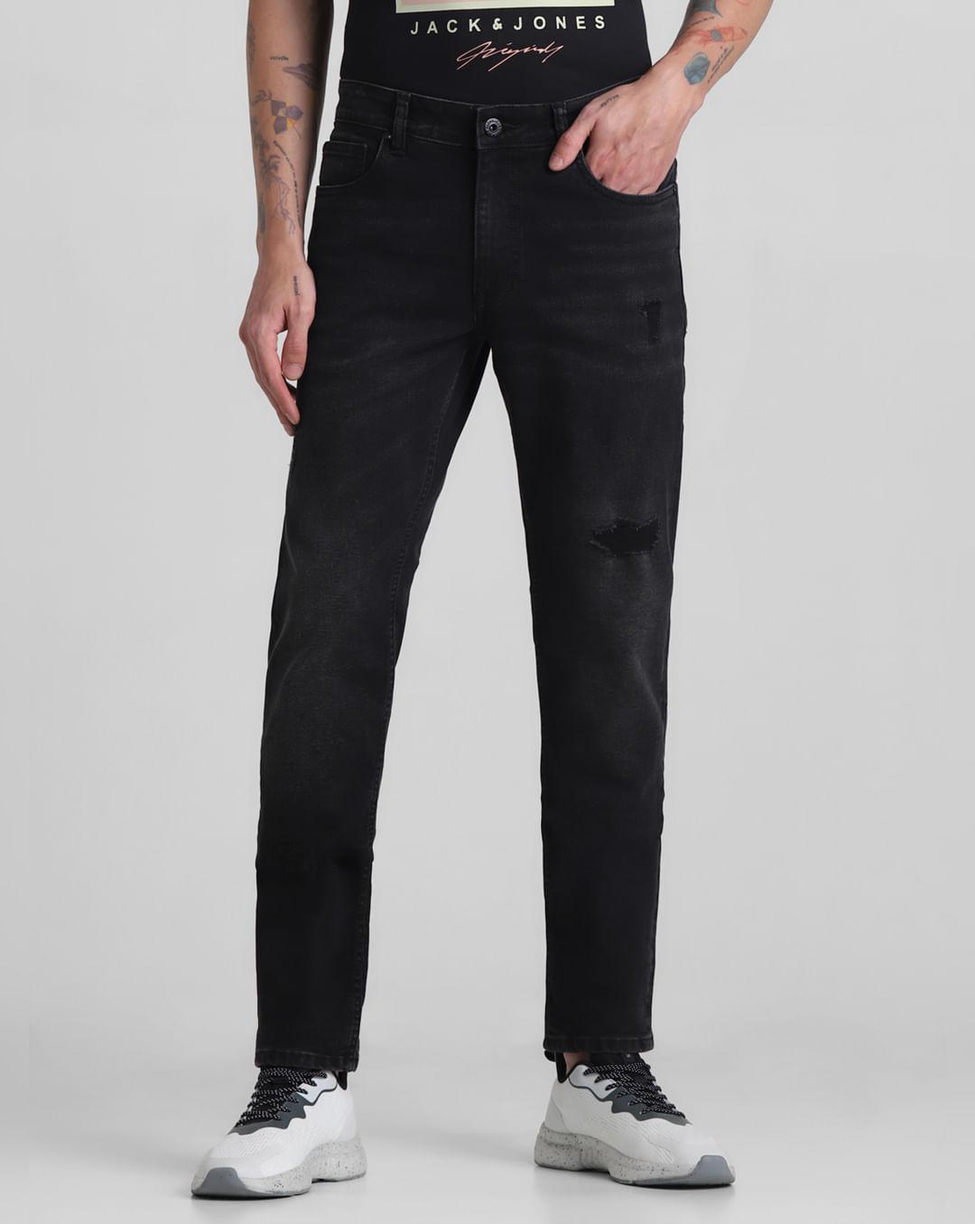 black low rise distressed ben skinny jeans