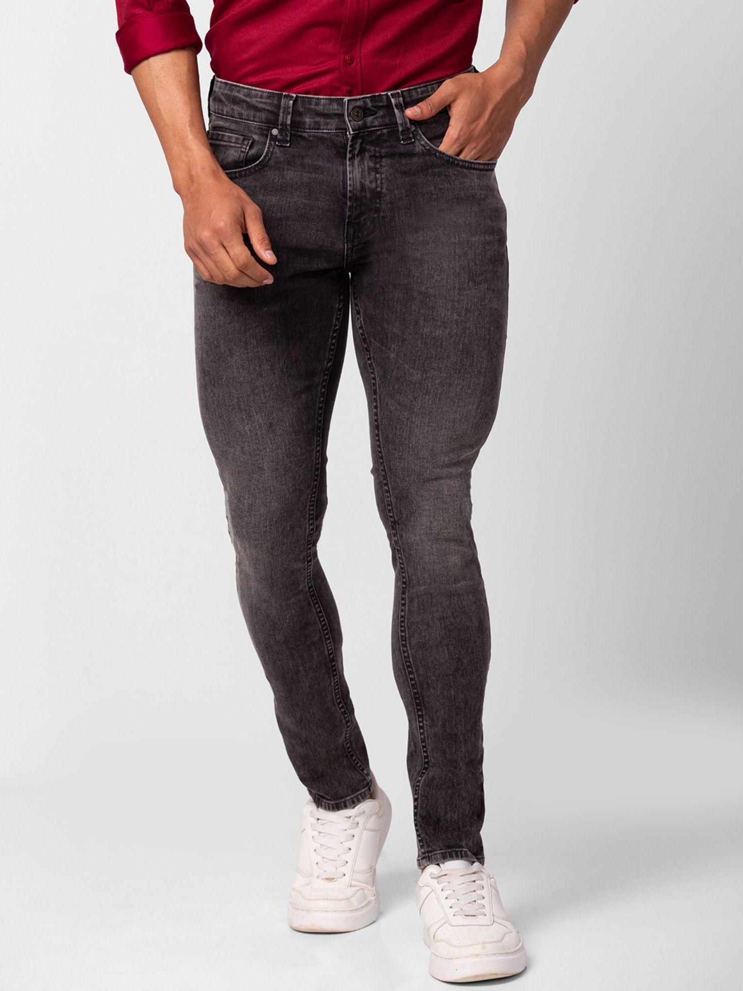 black low rise super slim fit jeans for men