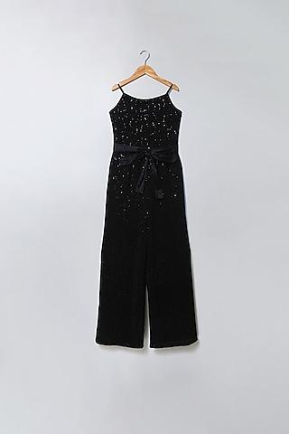black lurex shimmer jumpsuit for girls