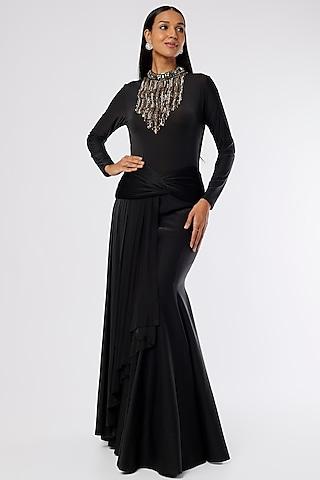 black lycra mermaid gown