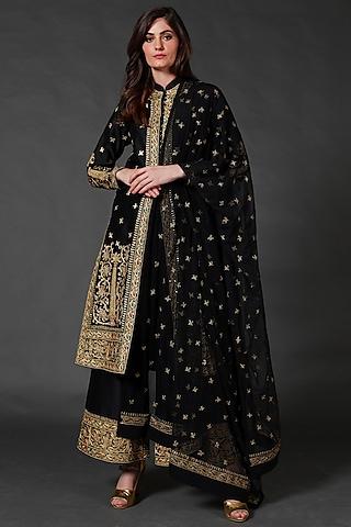 black machine & hand embroidered kurta set