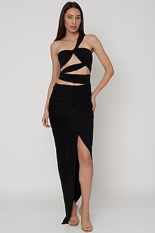 black malai lycra cutout gown