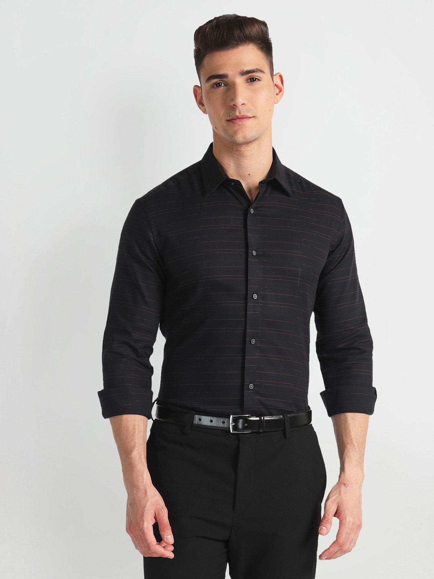 black manhattan slim pure cotton formal shirt
