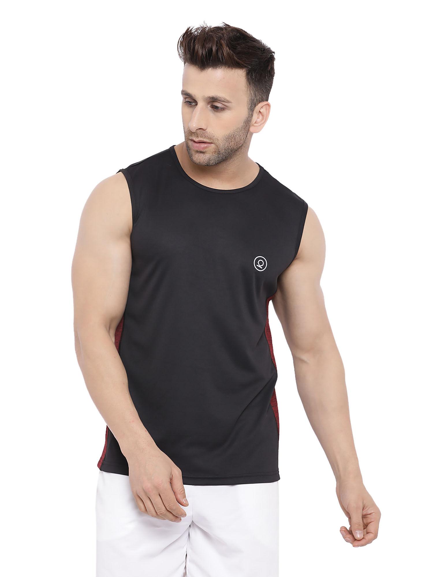 black maroon men gym tank tops black