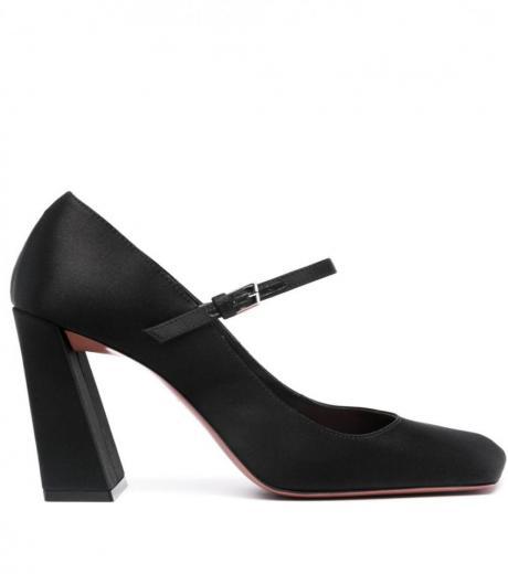 black mary jane leather pumps