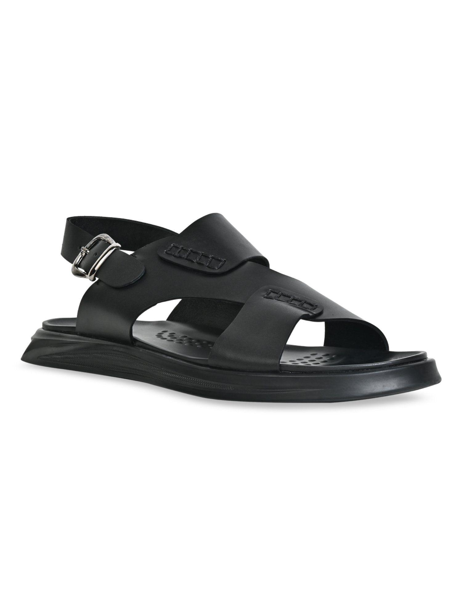 black men casual leather back strap sandals