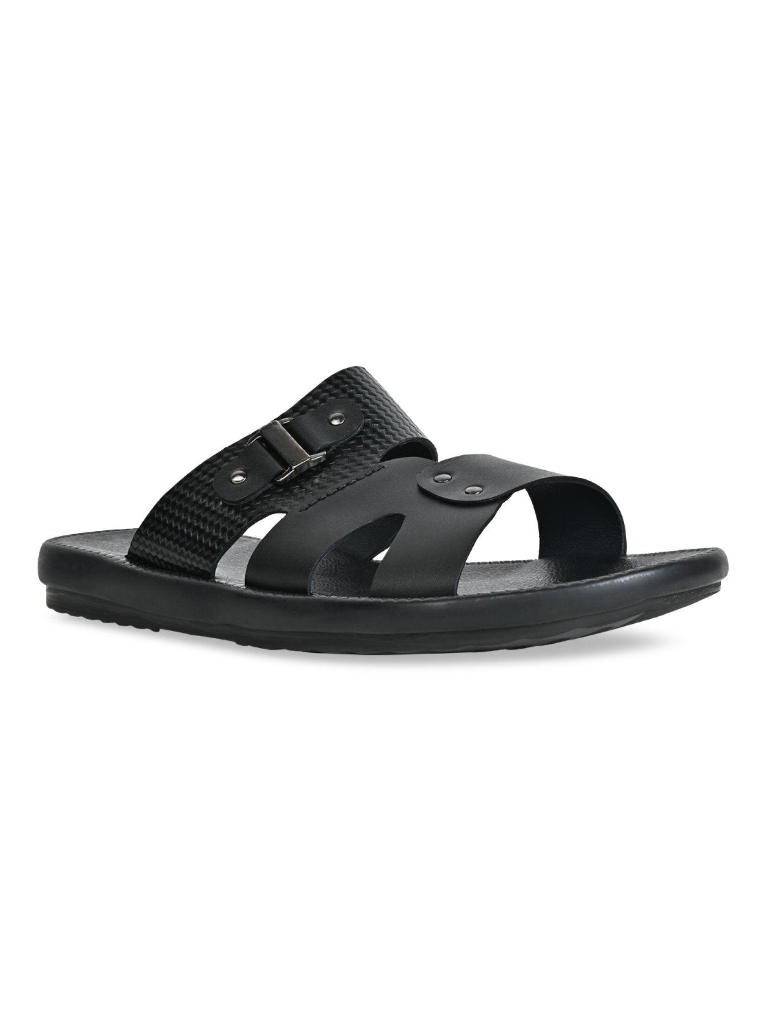black men casual textured leather sandals