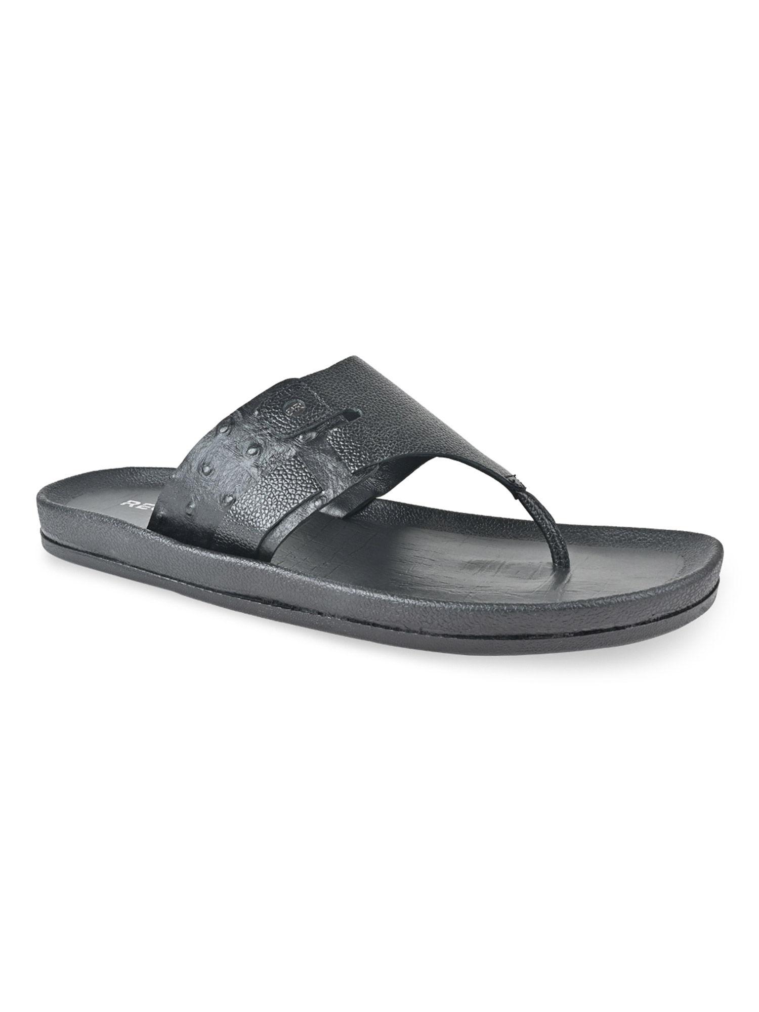 black men solid casual leather flipflops