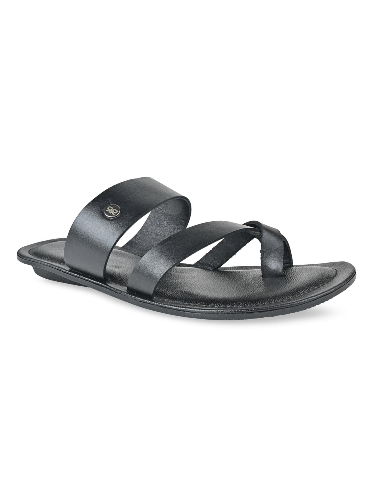 black men solid casual leather sandals