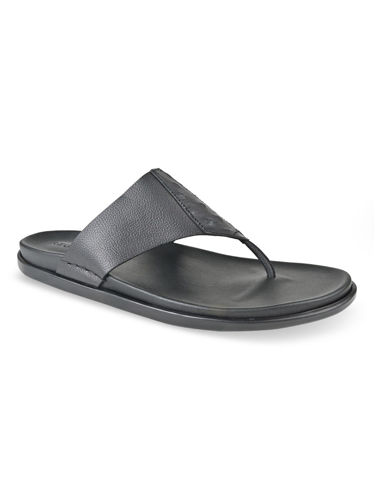 black men solid leather flipflops