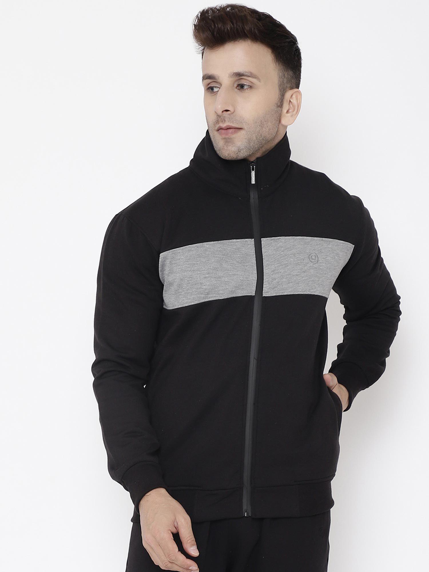 black men winter sports running zipper jacket