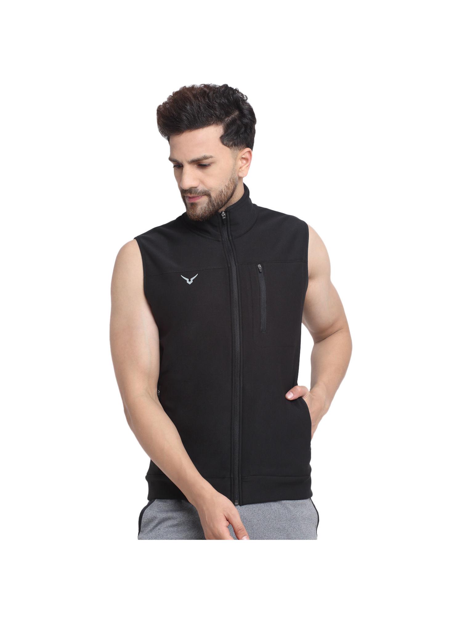 black mens sleeveless jacket