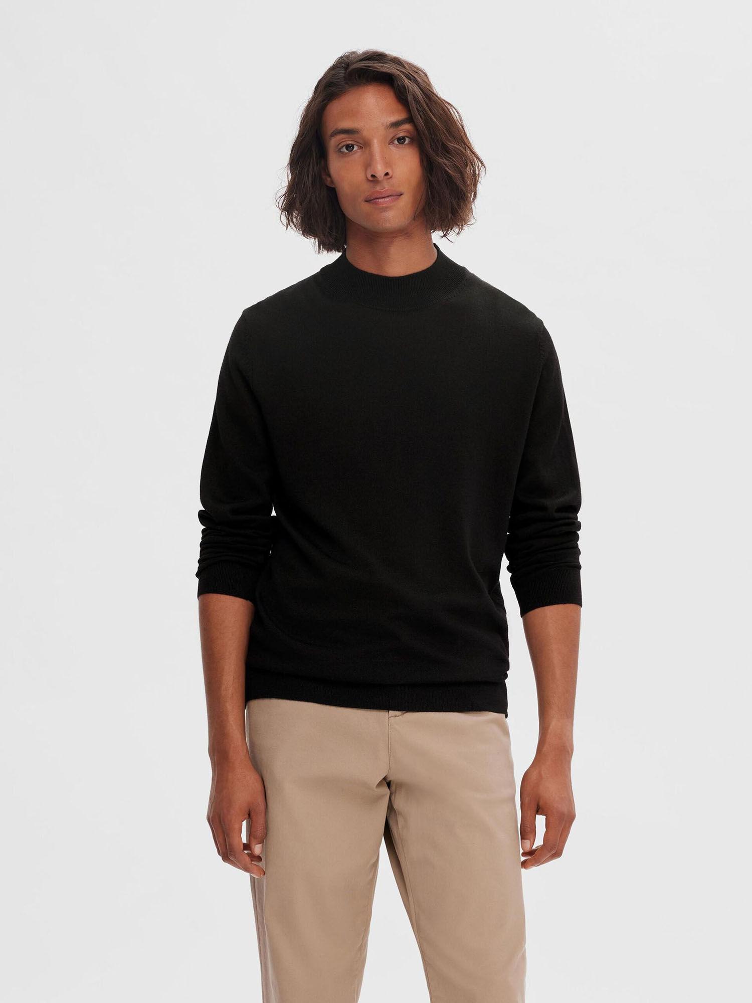 black merino wool cool max pull over sweater