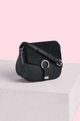 black mesh casual pu and polyester women cross body bag