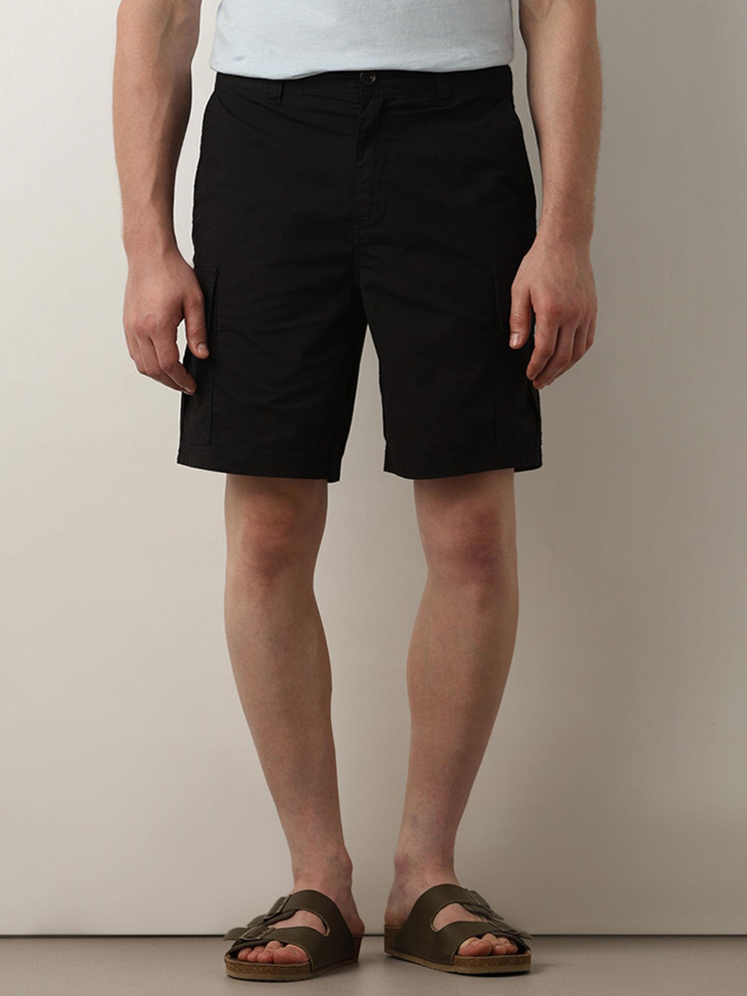 black mid rise cargo shorts