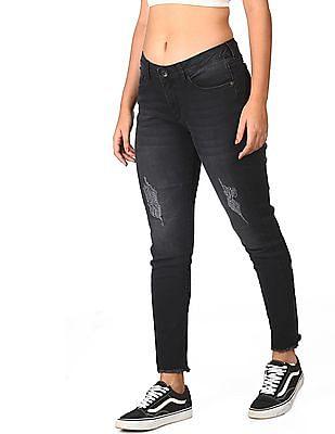 black mid-rise clean look jeans