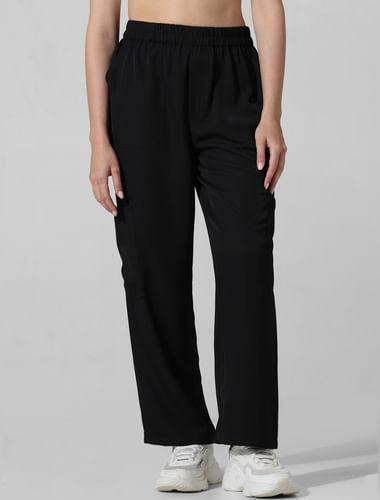 black mid rise co-ord set pants