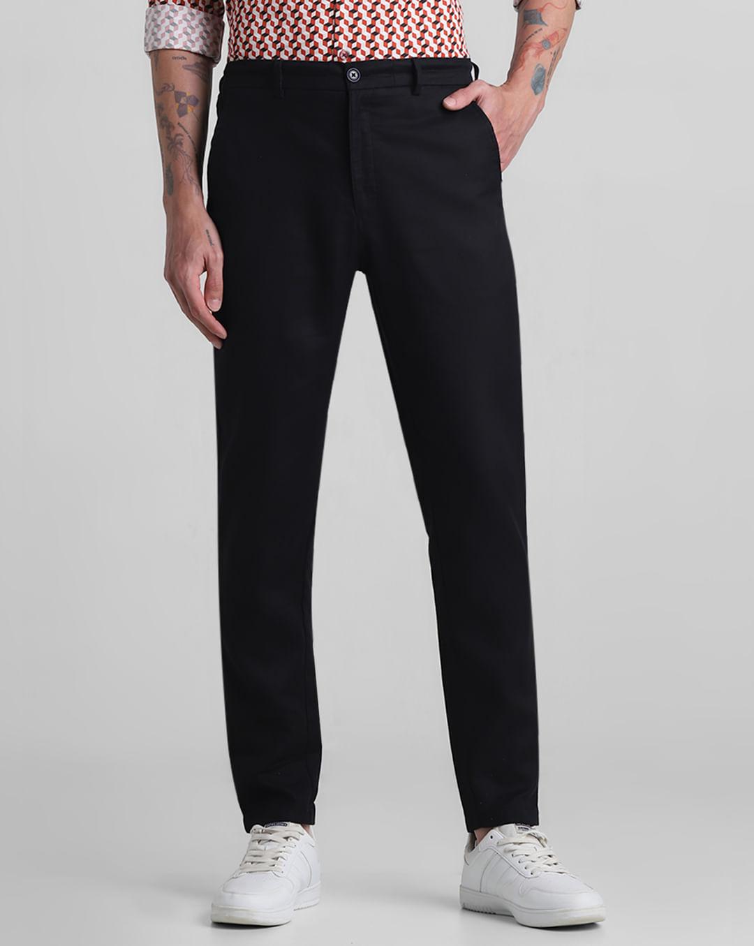 black mid rise cotton pants