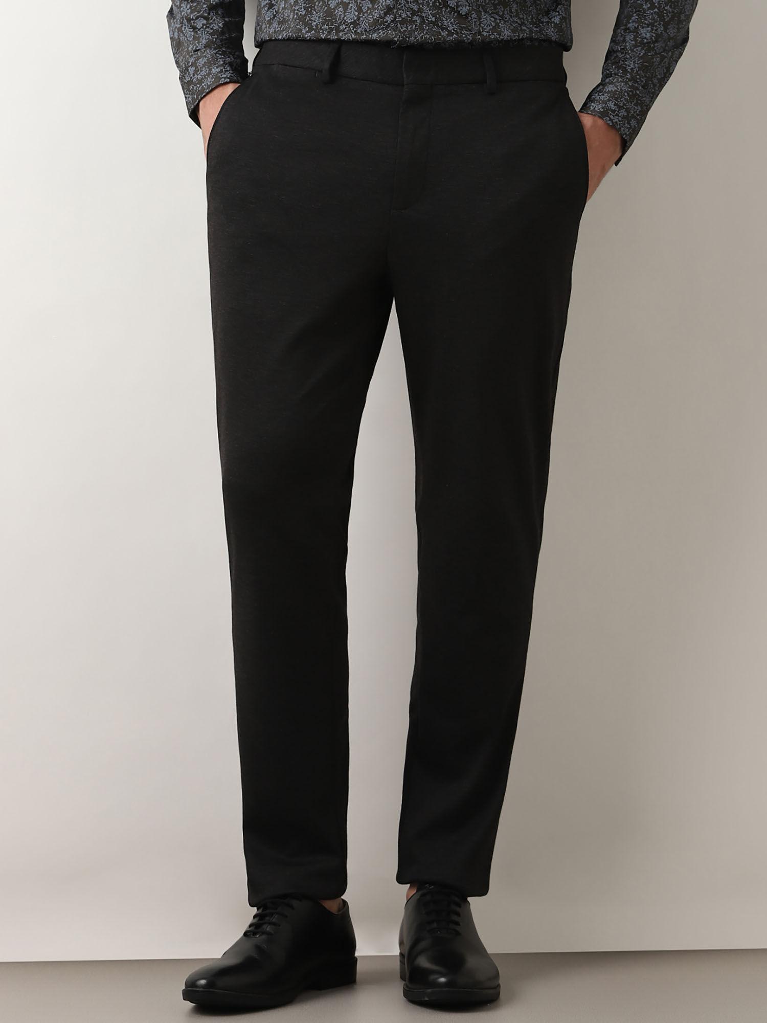 black mid rise knitted trousers