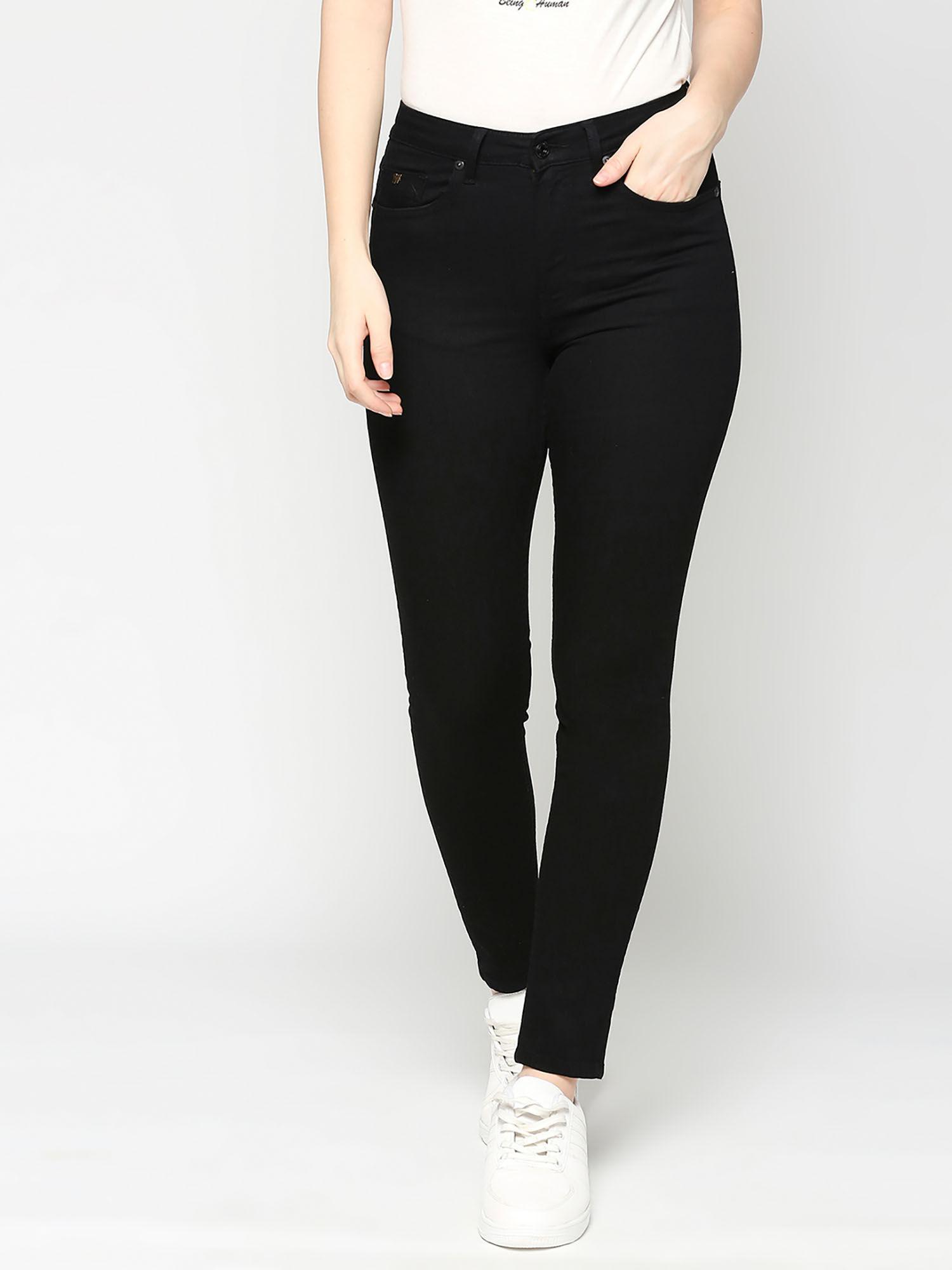 black mid rise skinny fit women jeans