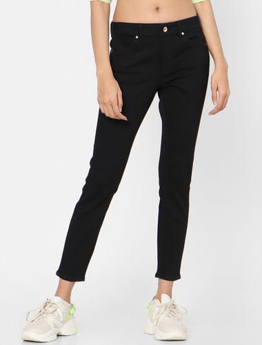 black mid rise skinny jeans