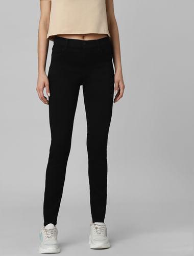 black mid rise skinny jeggings