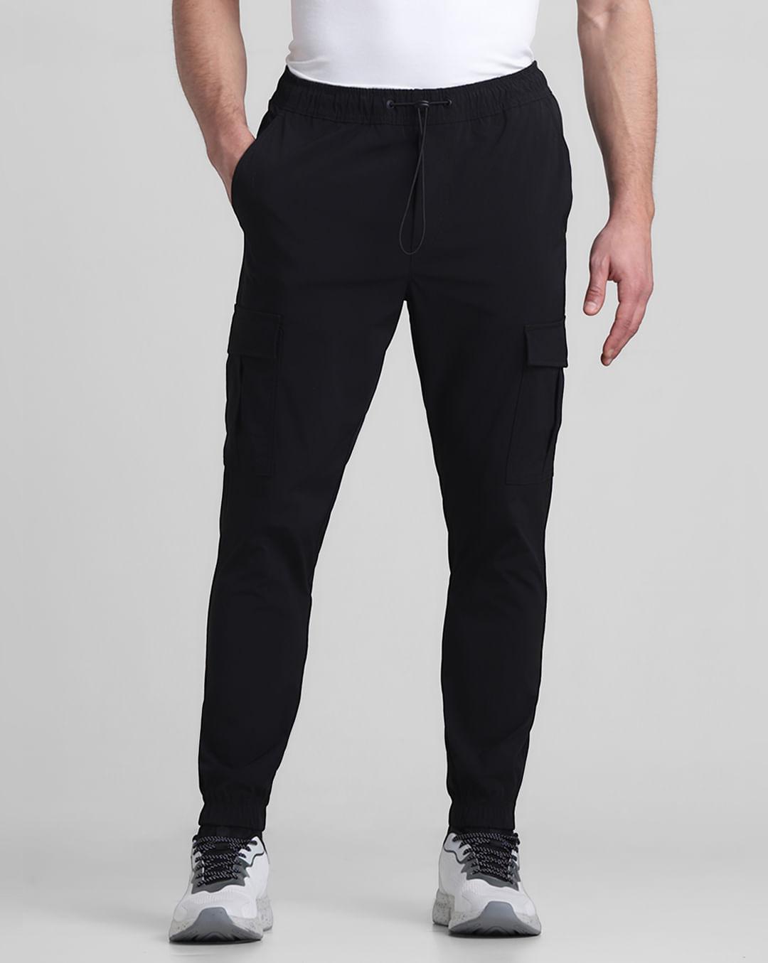 black mid rise slim fit cargos