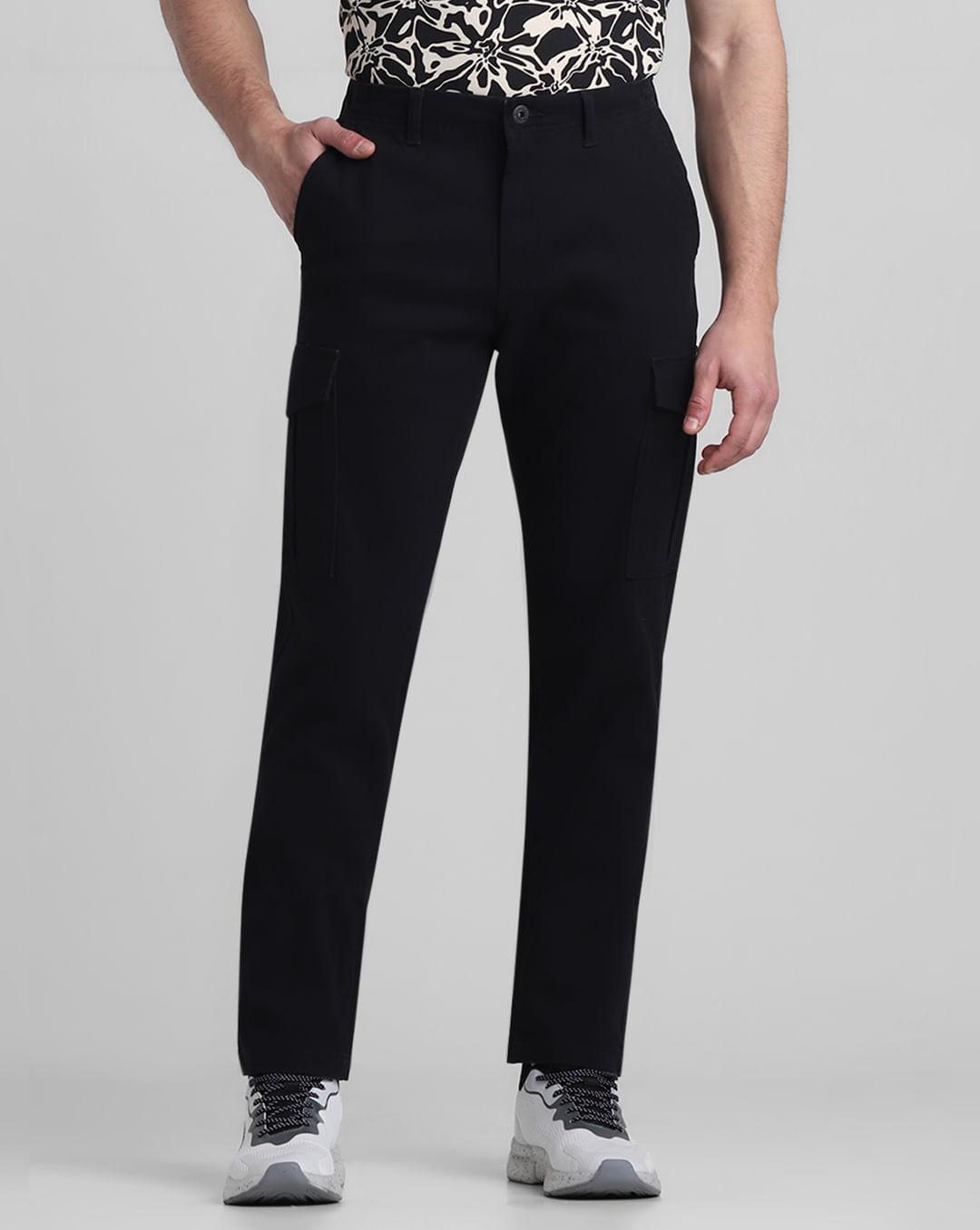 black mid rise slim fit pants