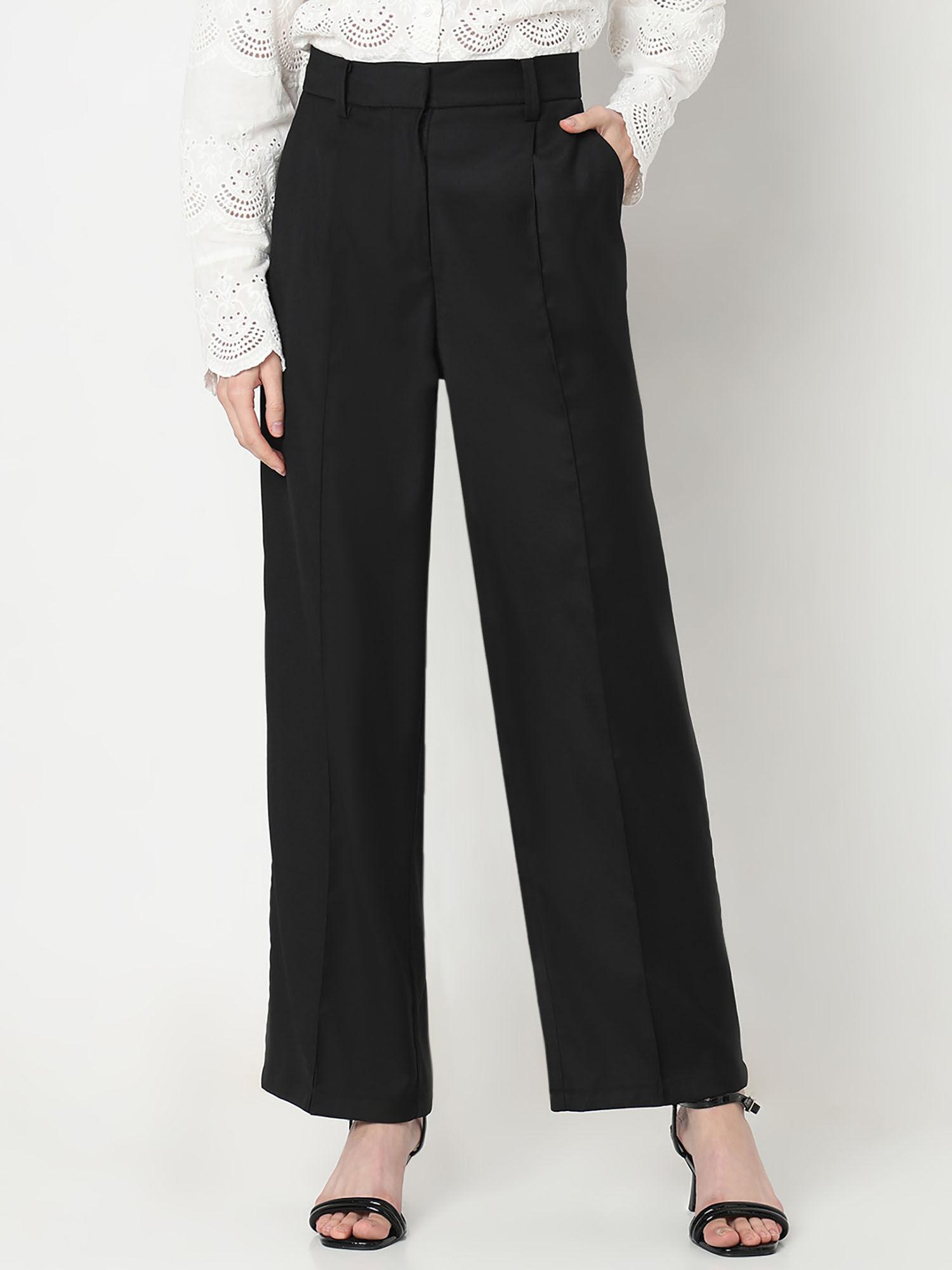 black mid rise straight fit trouser