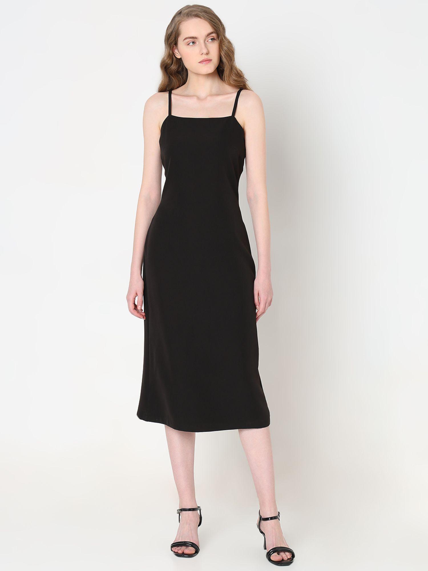 black midi dress