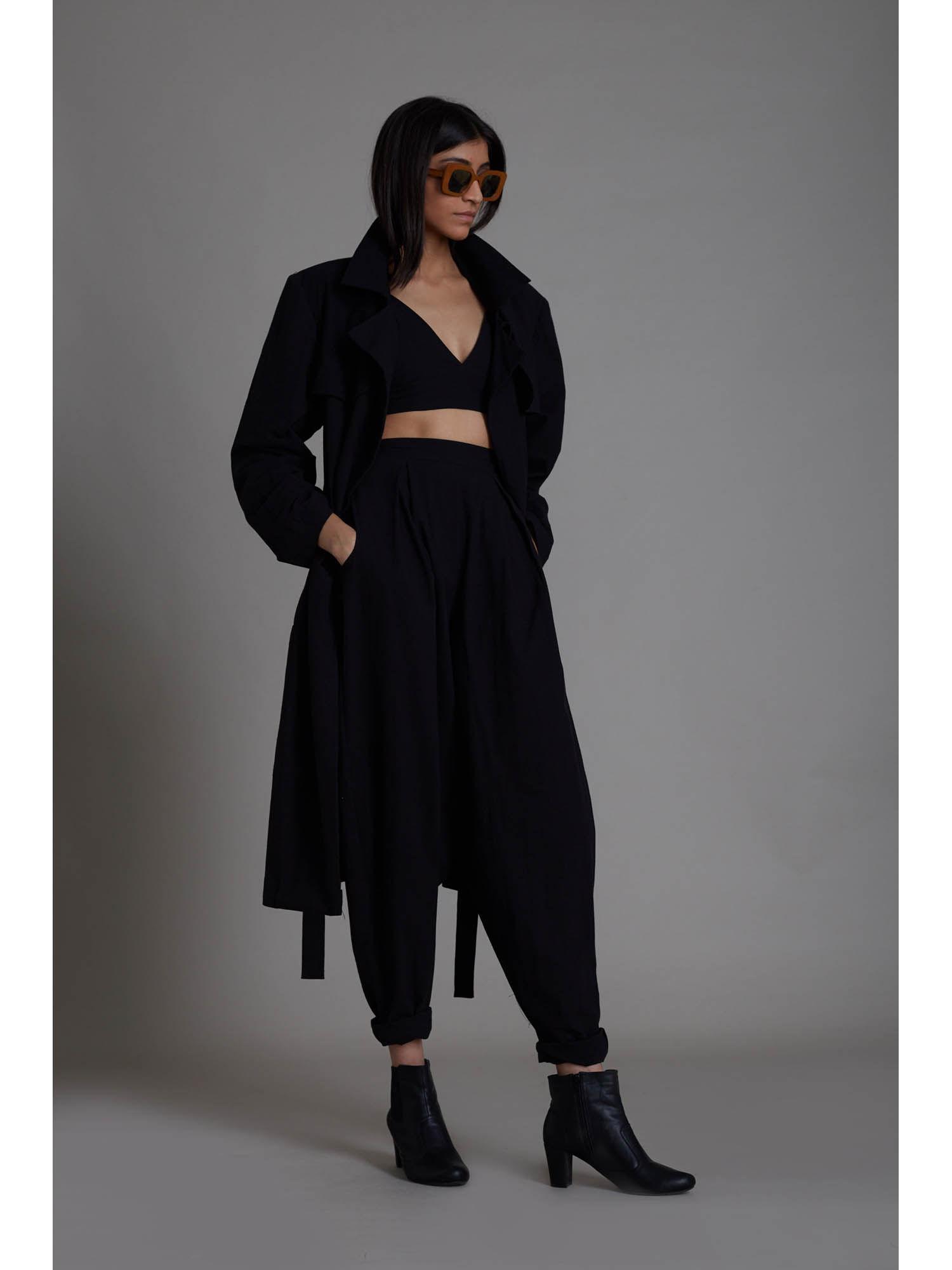 black milestone trench jacket