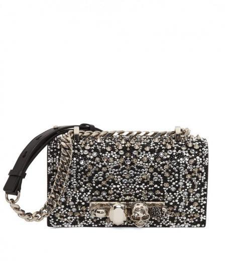 black mini jewelled crossbody bag