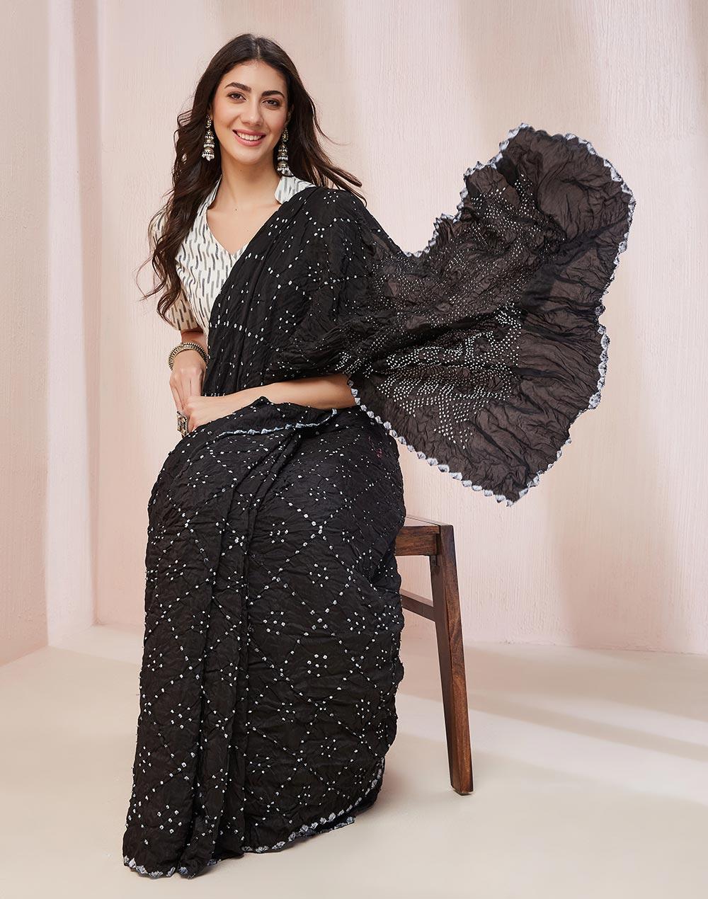 black modal bandhani sari